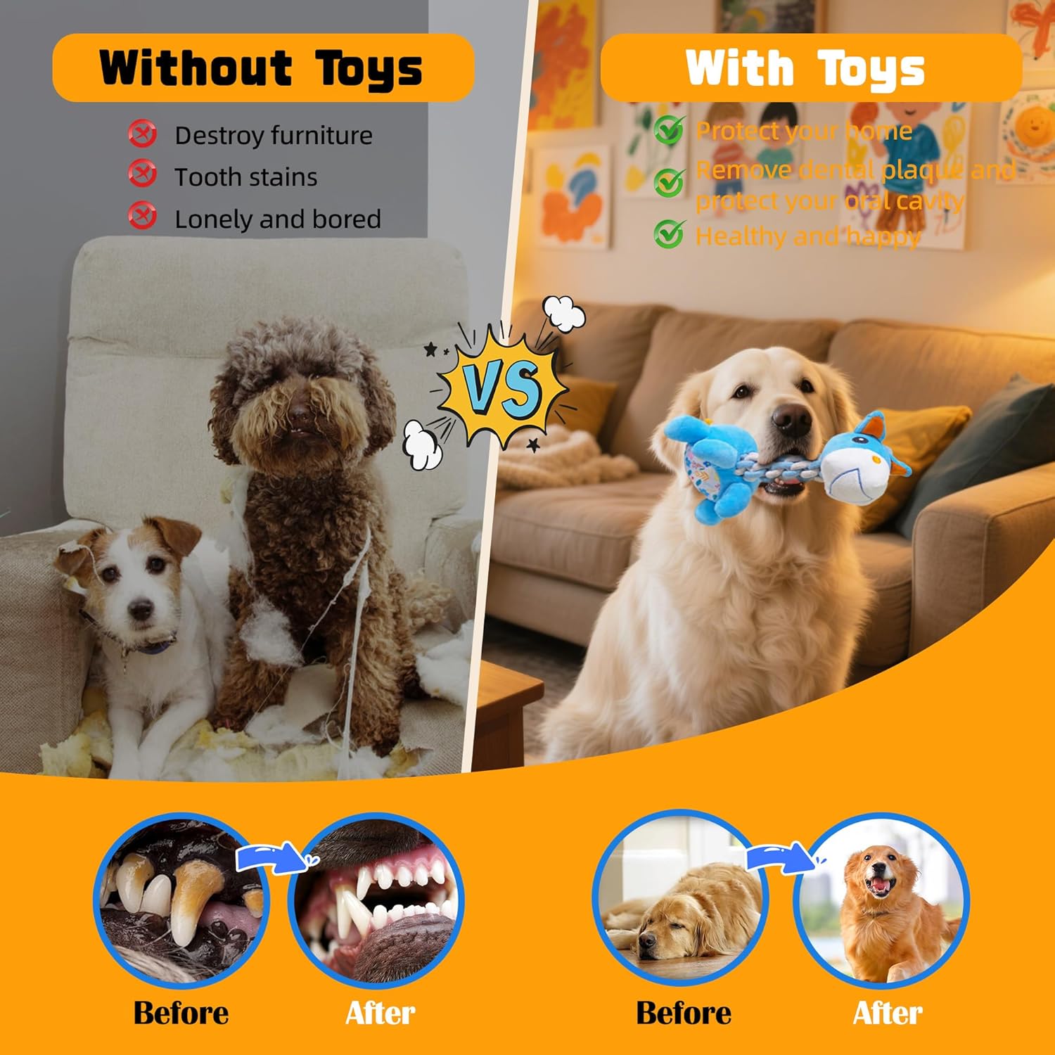 DSUMD Knots Twists Juguete para Perros, Juguete de Cuerda Chirriant...