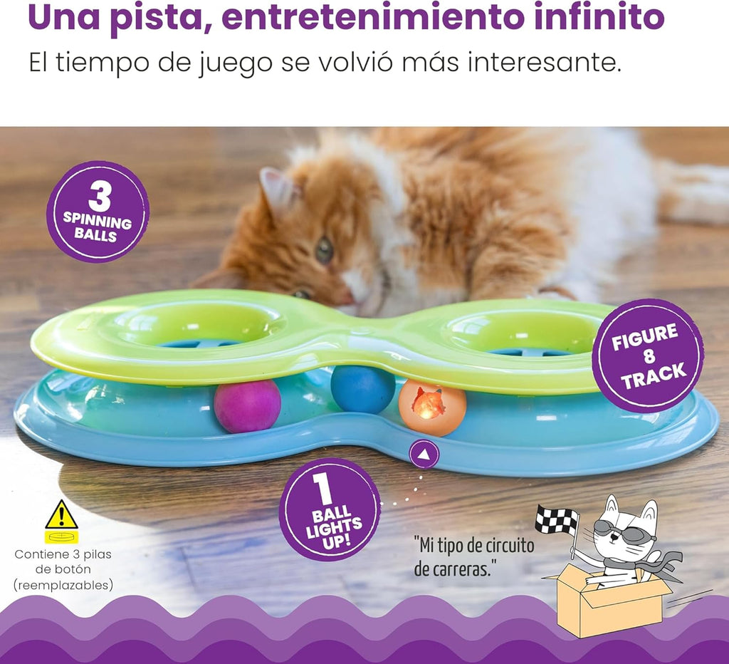 Catstages Pista de Bolas Infinity para Gatos con Dos Bolas, Incluye...