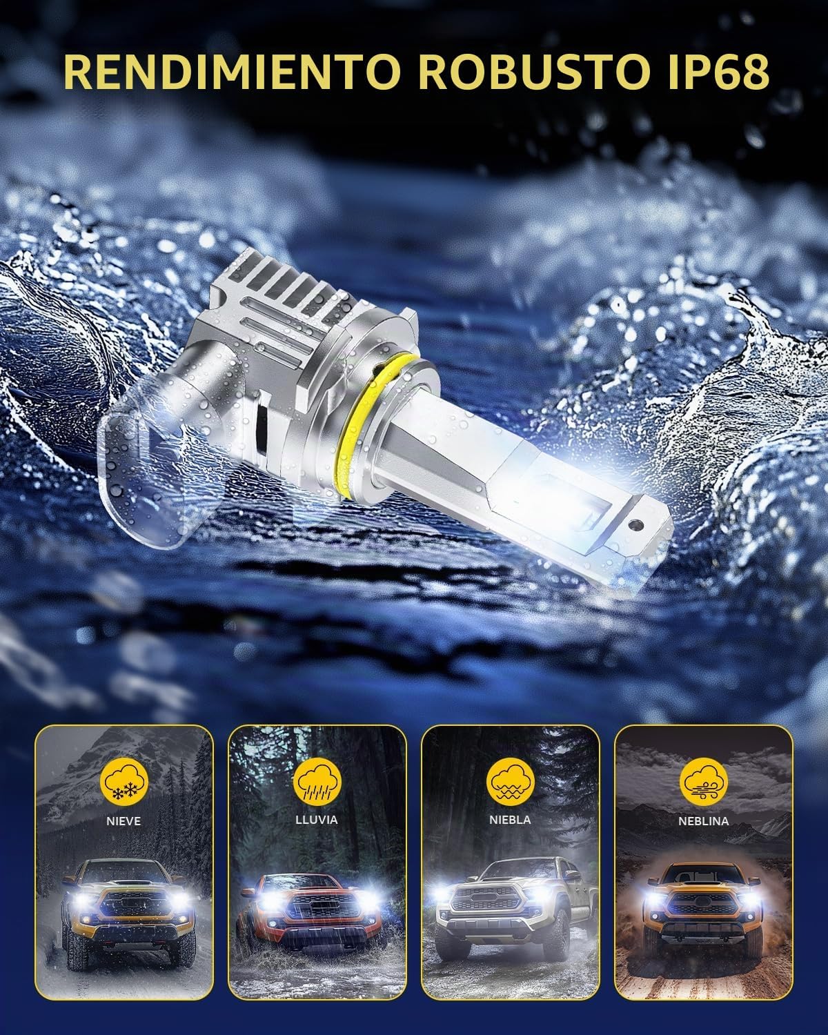 AUXITO 9005\/9006 Bombilla LED HB3\/HB4, 180.000LM Blanco más brill...