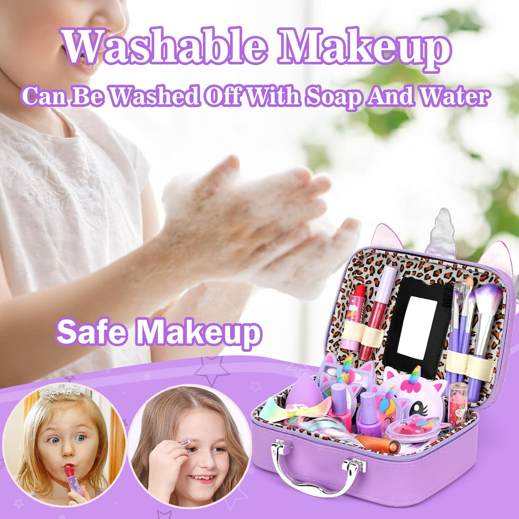 Heaning Maquillaje lavable para niños, juego de maquillaje real par...