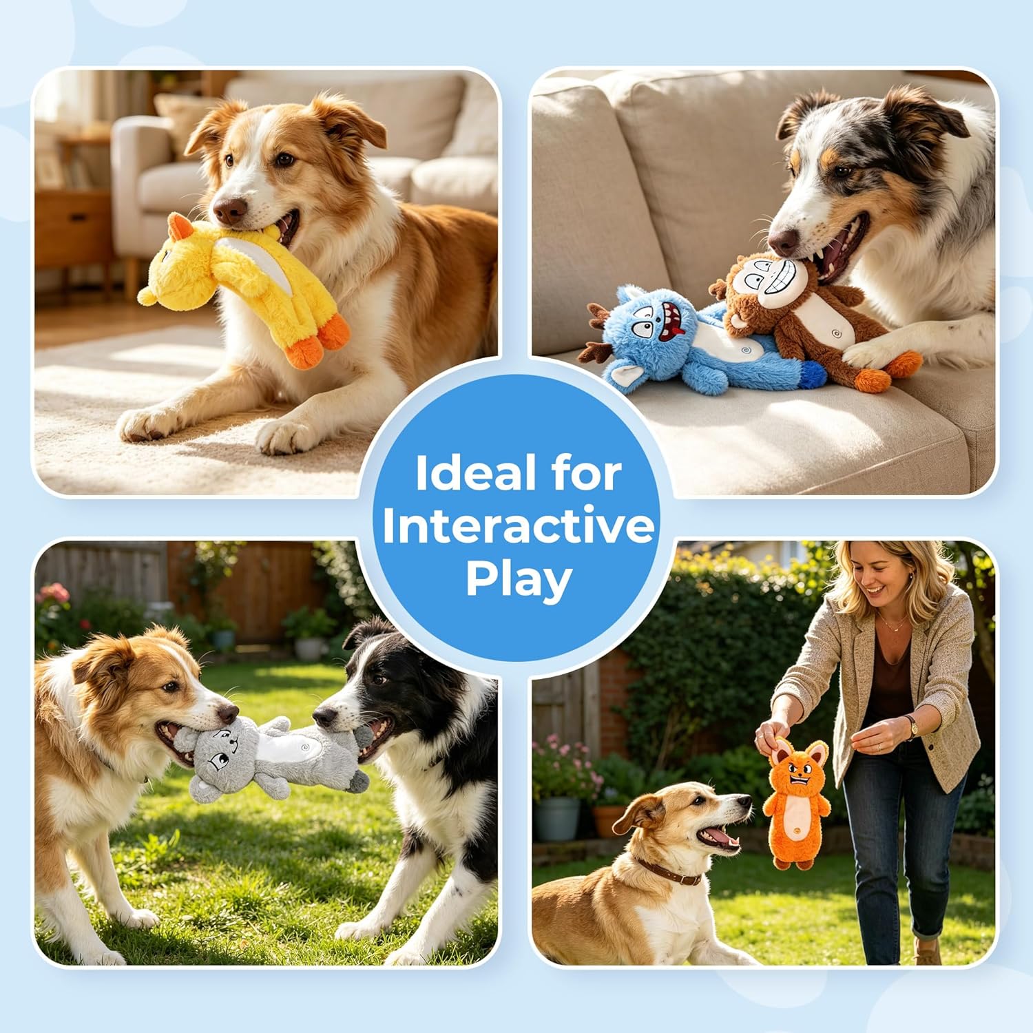 Prime Pets Paquete de 5 juguetes chirriantes para perros, sin cuerp...