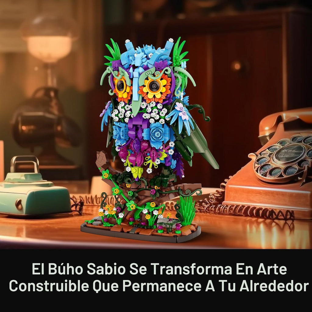 Sillbird Juego de construcción de búho de flores para adultos, rega...