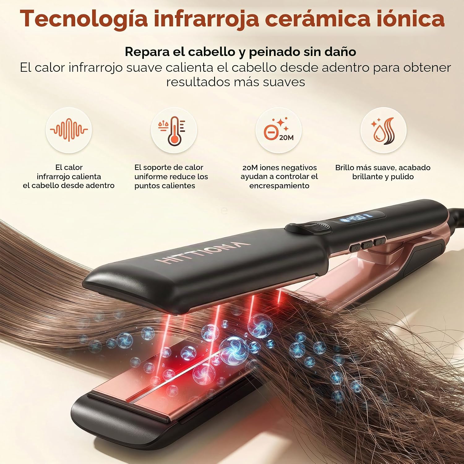HITTIONA Plancha de cerámica de 1.75 pulgadas de ancho para mujeres...