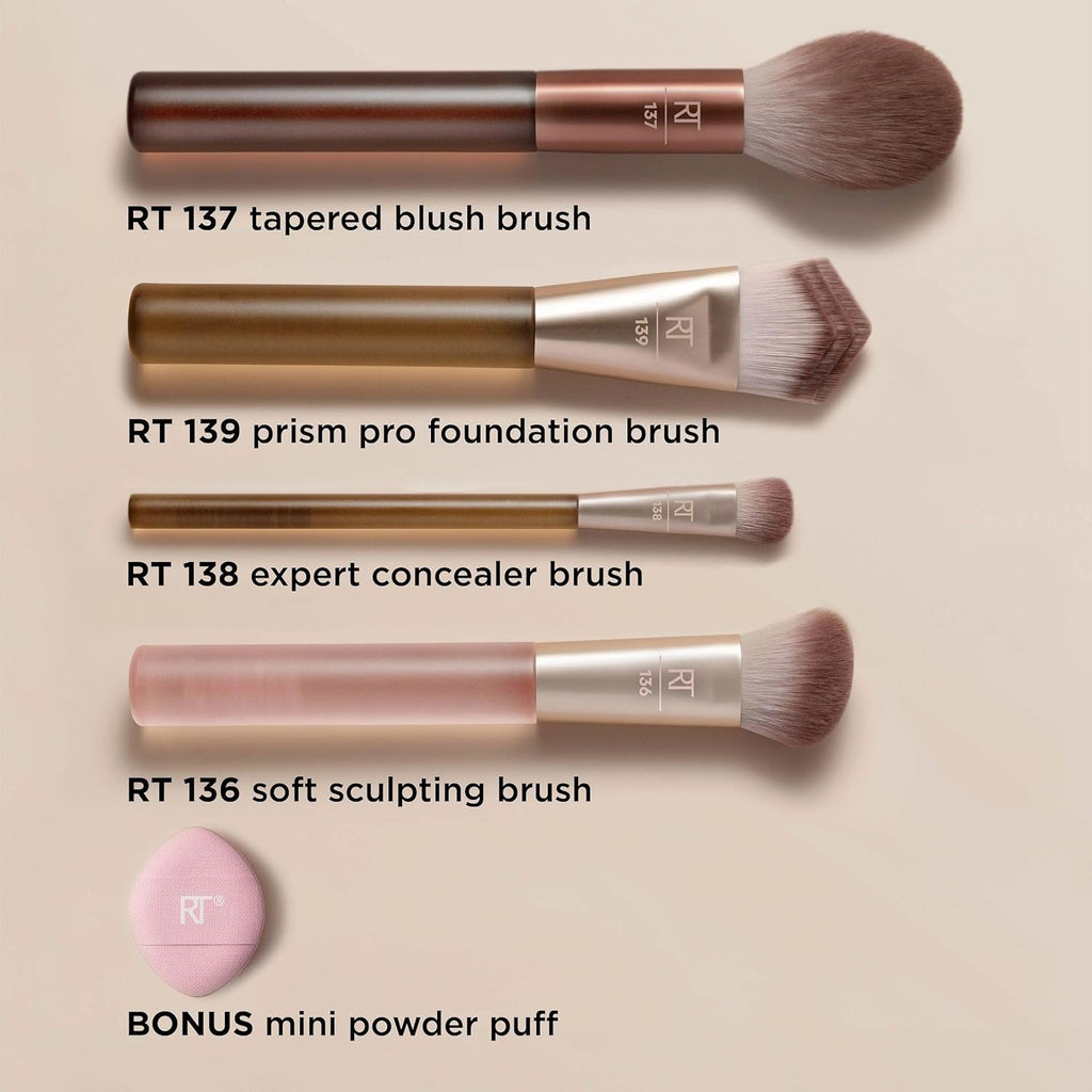 Real Techniques New Nudes - Kit de base borrosa, juego de 5 brochas...