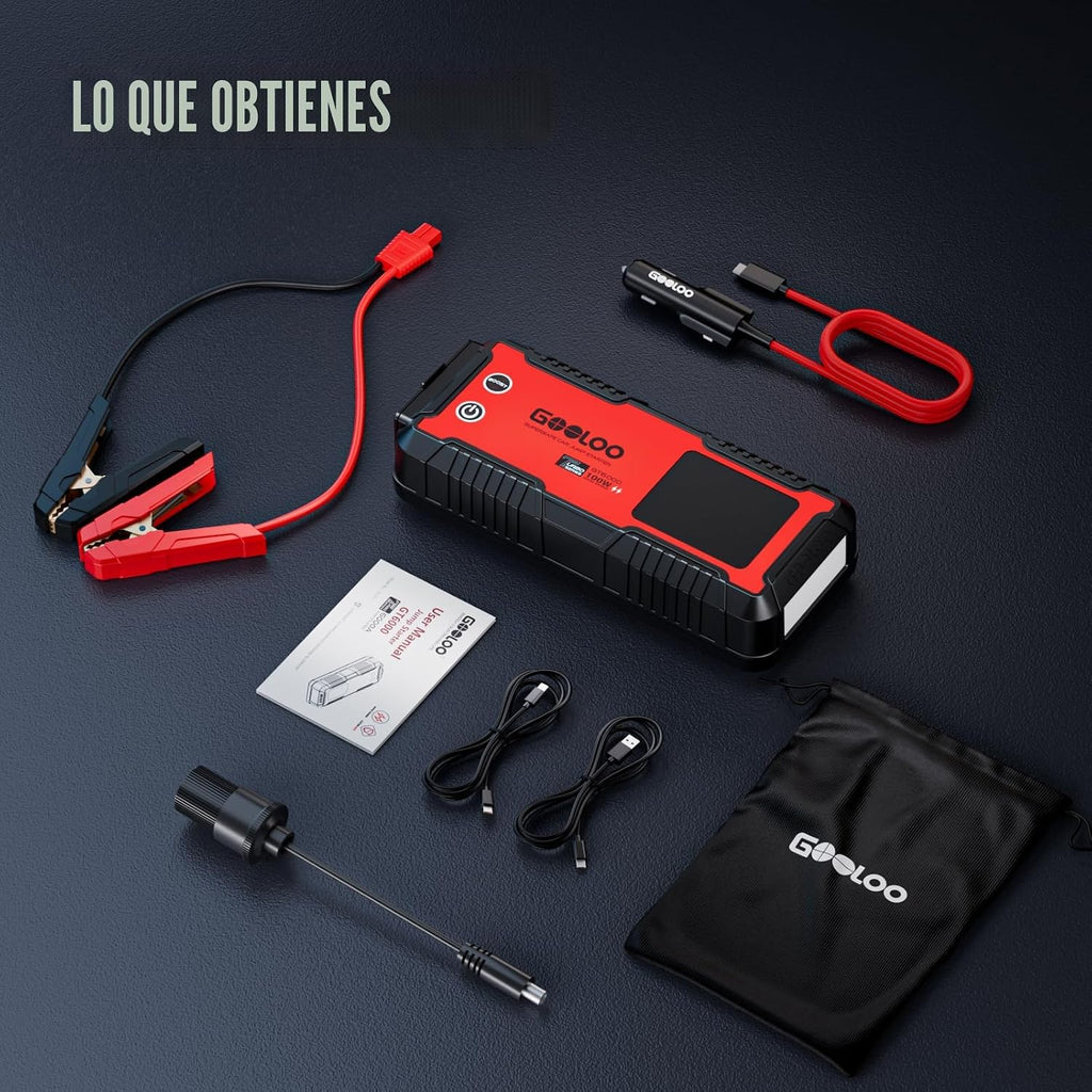 GOOLOO Arrancador de coche GT6000 de 6000 A con carga rápida bidire...