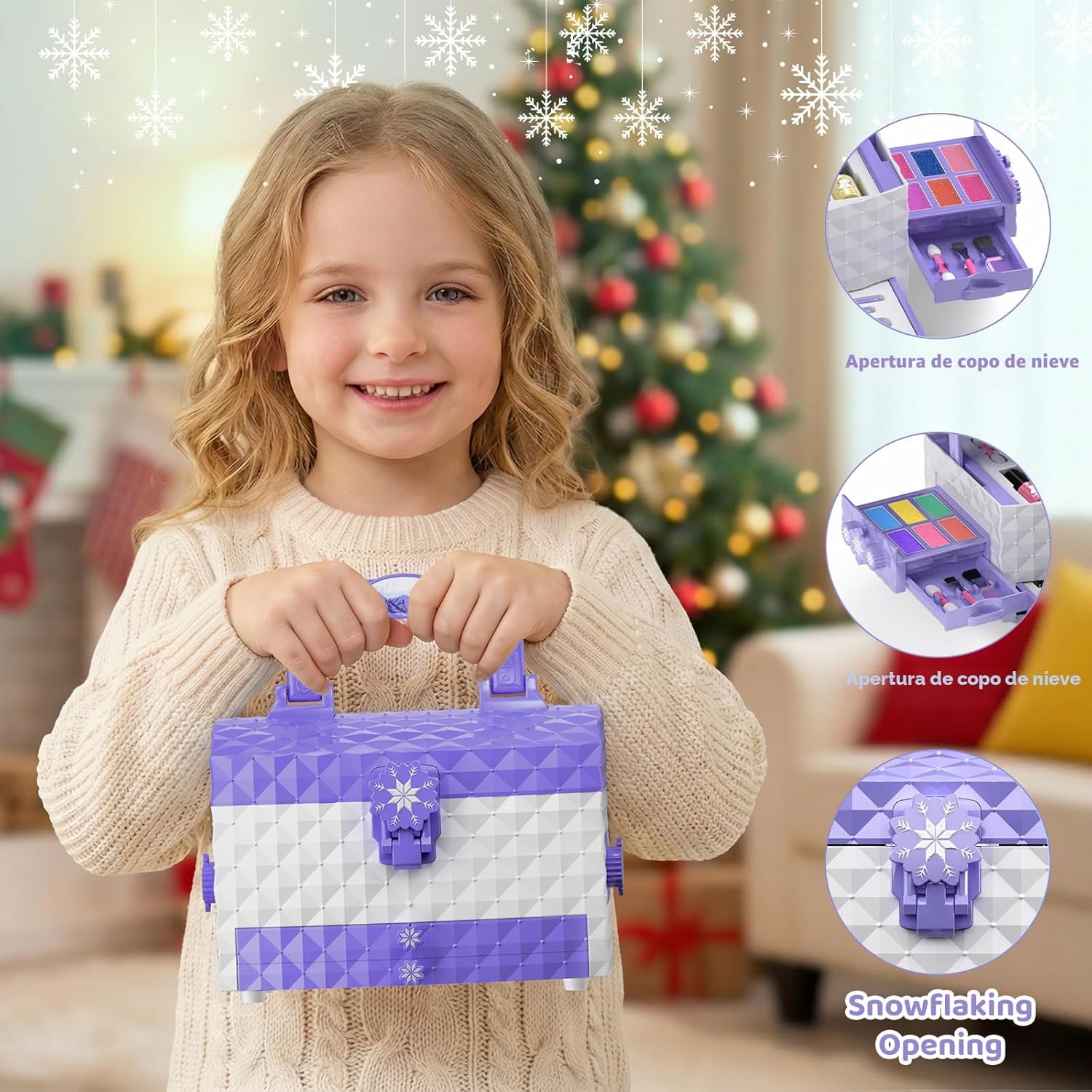 GirlsHome Kit de maquillaje infantil de 57 piezas para niñas, no tó...