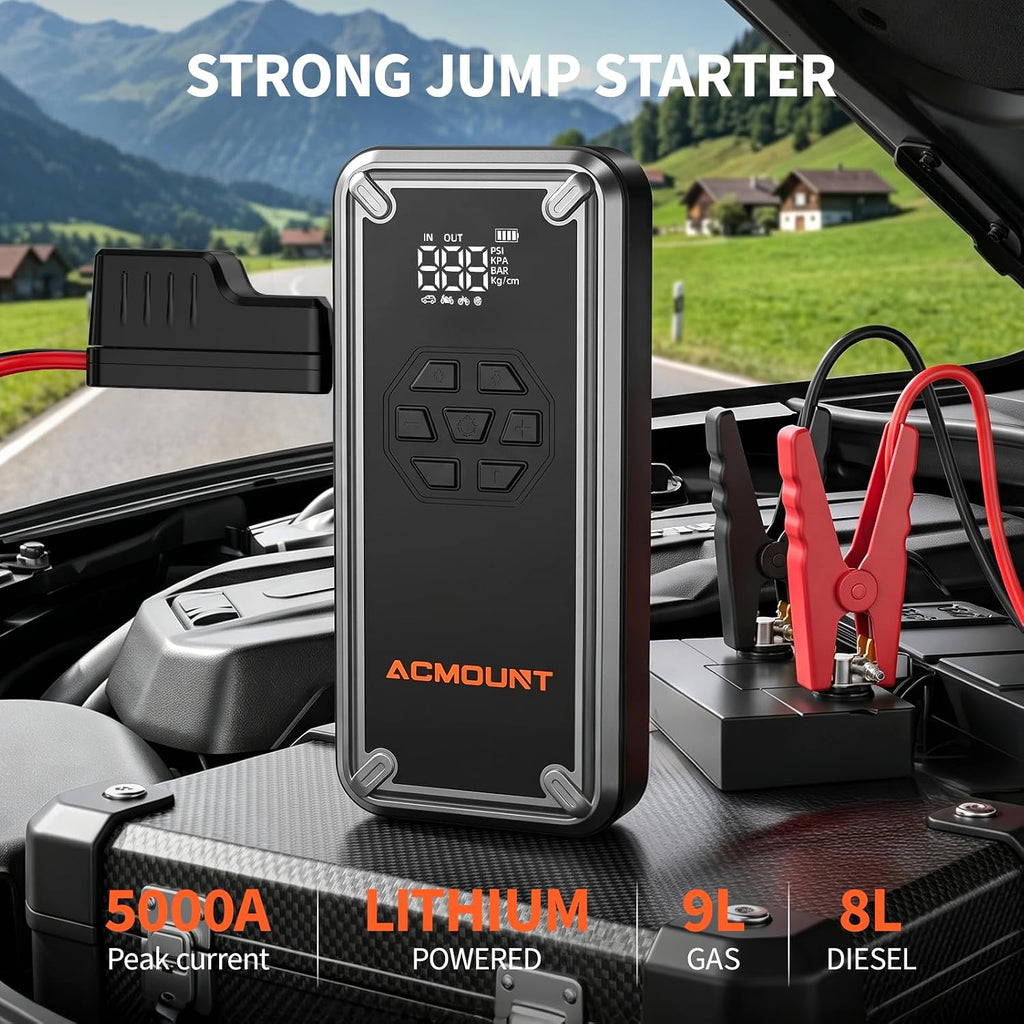 ACMOUNT Arrancador de salto W160 5000A con compresor de aire 150PSI...