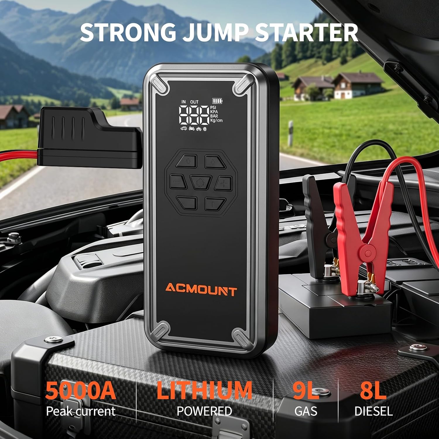 ACMOUNT Arrancador de salto W160 5000A con compresor de aire 150PSI...