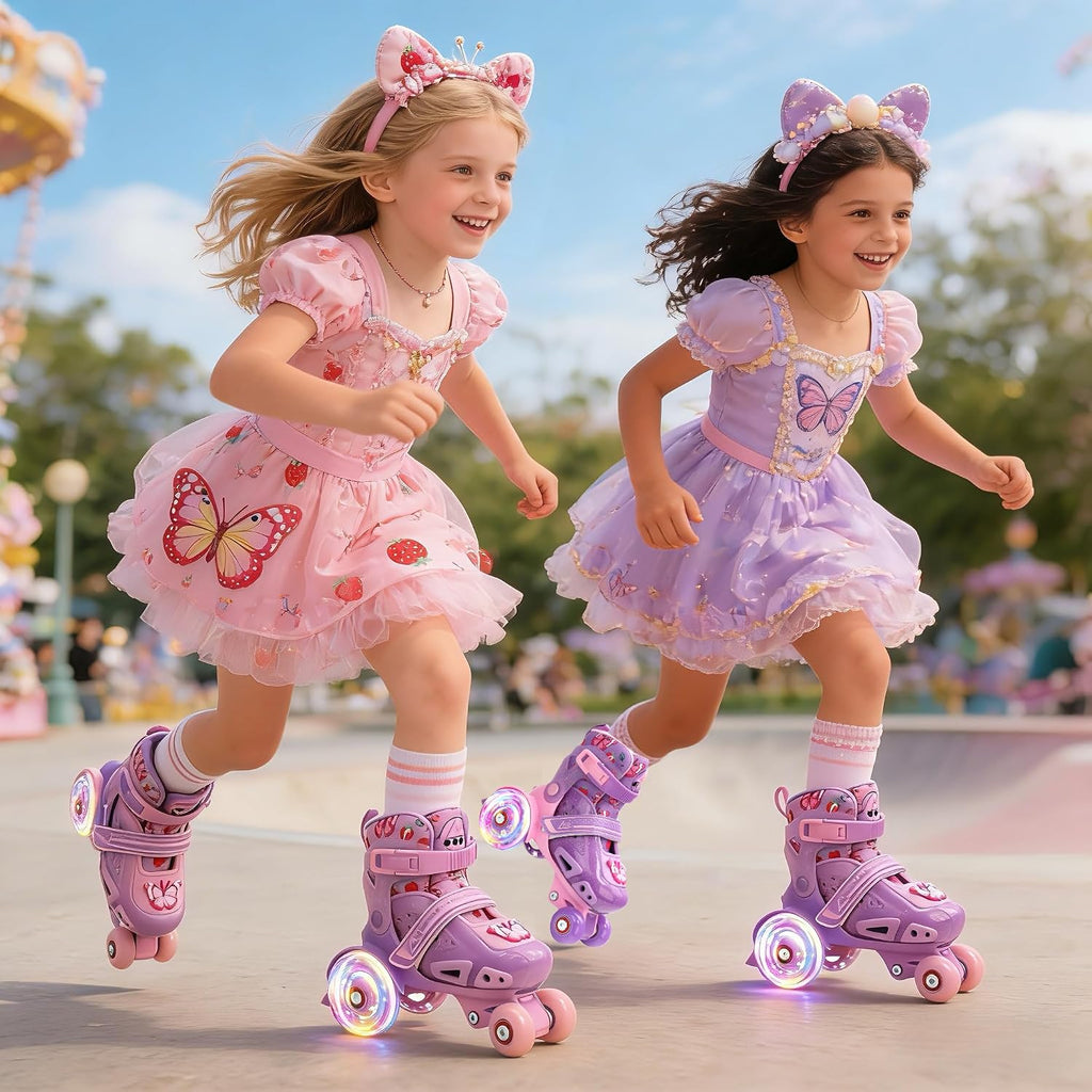 LKD Patines ajustables para niños y niñas, patines cuádruples para...
