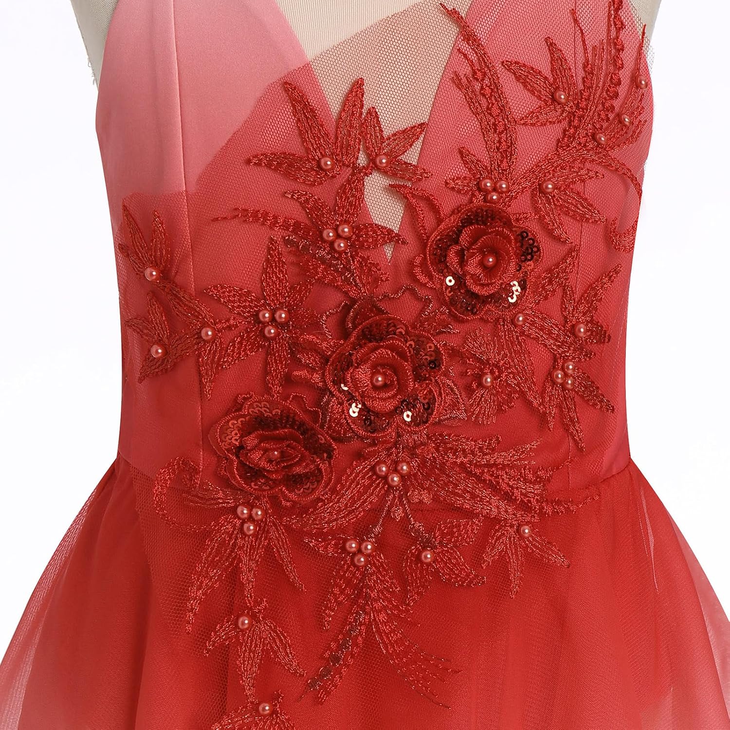 Vestido de patinaje artístico sobre hielo para niñas, lentejuelas b...