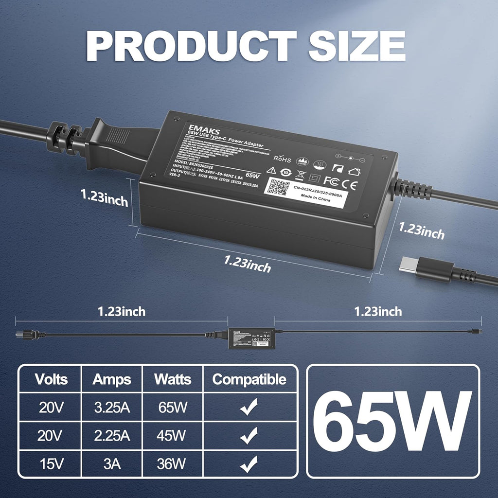 Cargador de Chromebook USB C de 45 W 65 W tipo C 918337-001 844205-...