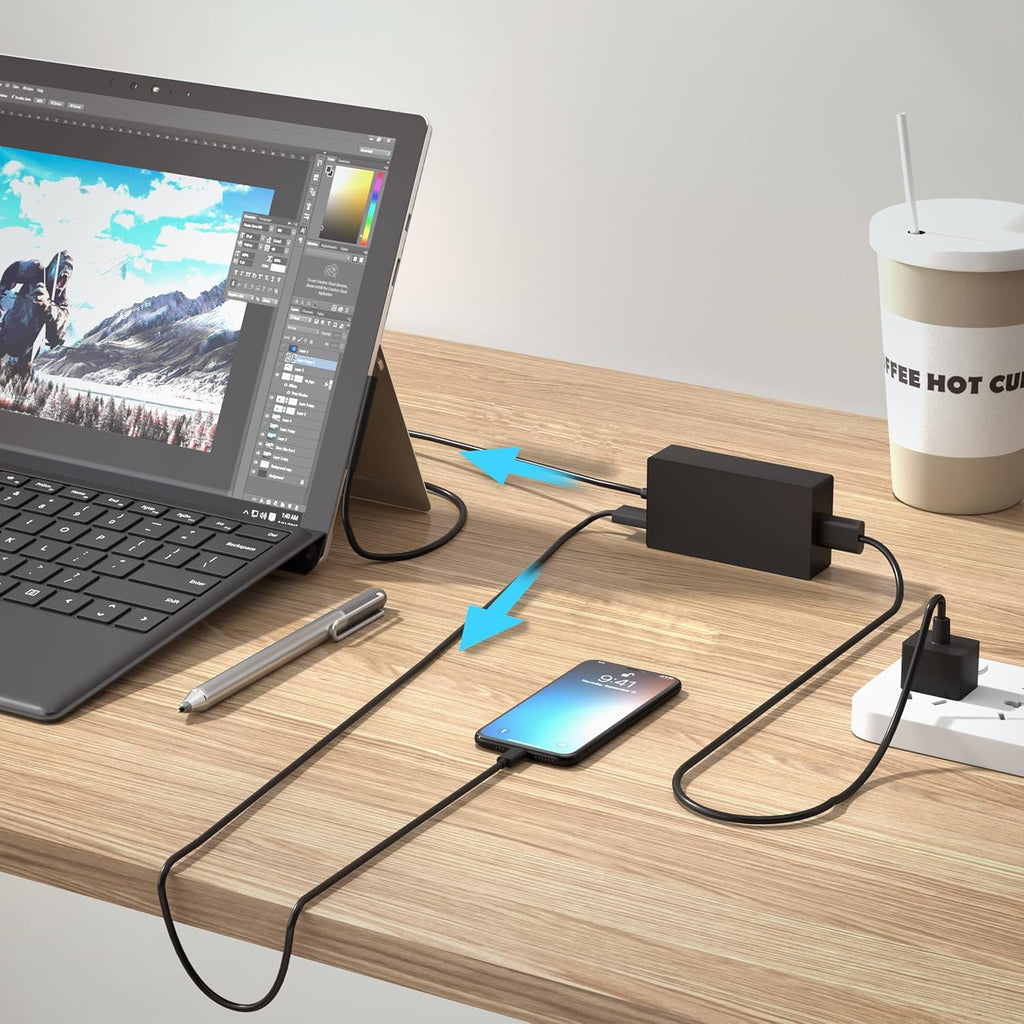 YBRUZRUB Cargador Surface Pro de 65 W compatible con Microsoft Surf...
