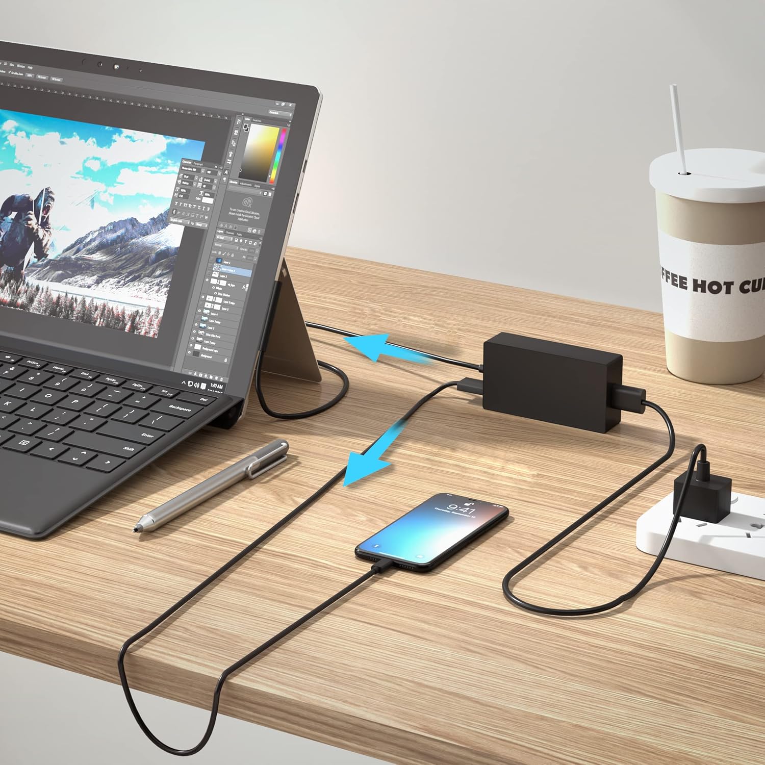 YBRUZRUB Cargador Surface Pro de 65 W compatible con Microsoft Surf...