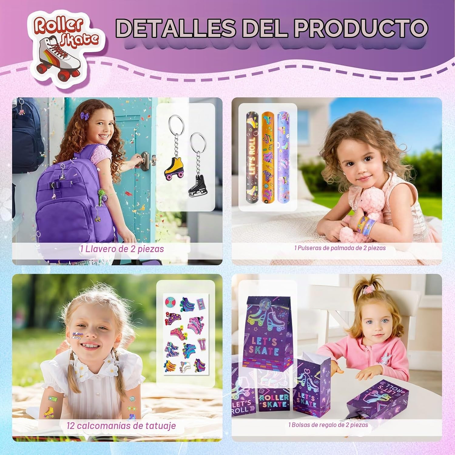 Vanblue - 134 piezas de patín de ruedas para fiestas de cumpleaños...