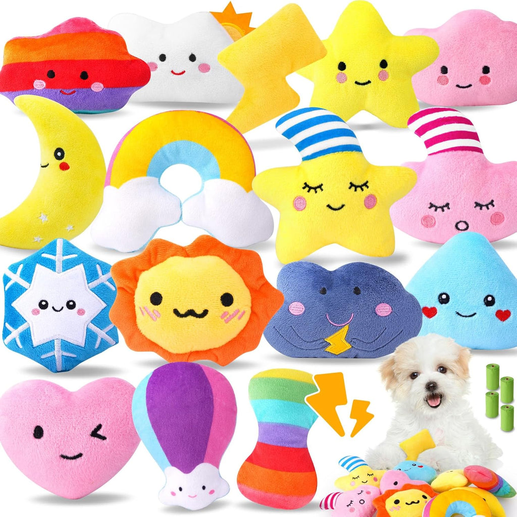 QTwoof Juego de 20 juguetes chirriantes para perros con temática me...