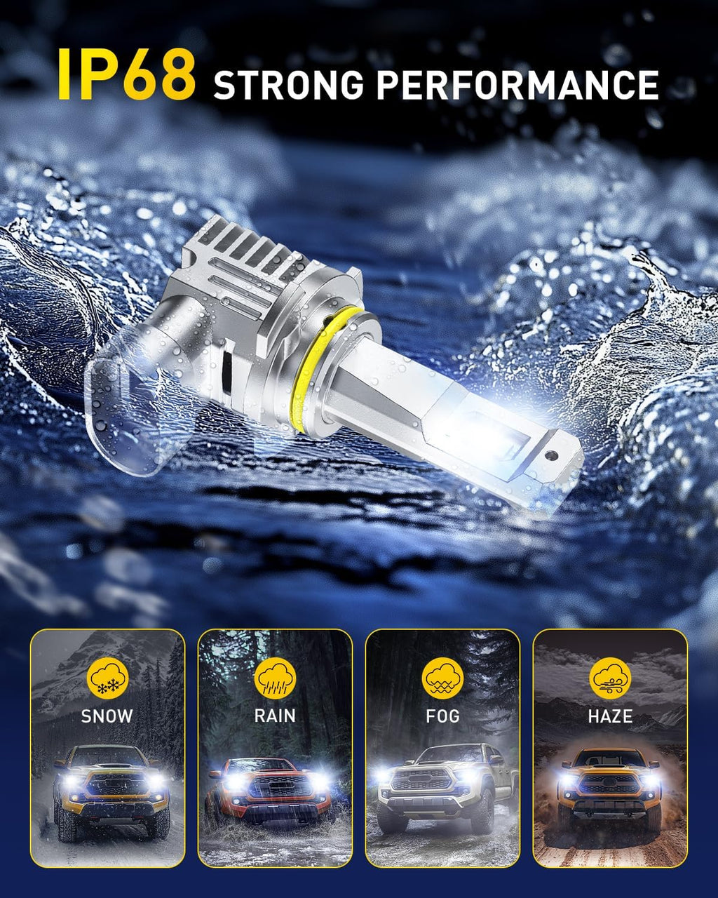 AUXITO Bombillas 9005\/HB3, 50000LM 6500K blanco, reemplazo directo...