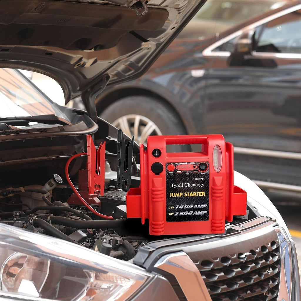 Tyrell Chenergy - Arrancador de batería 12V\/24V, 2800\/1400 pico d...