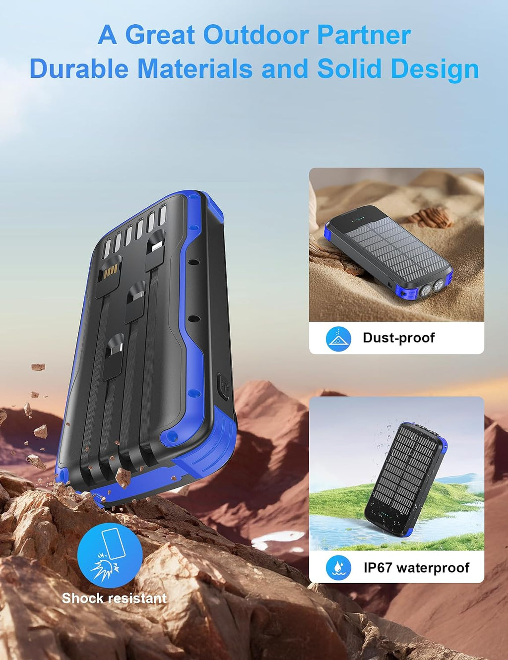 SOXONO Cargador Solar Power Bank, PD 20W Carga Rápida Batería Exter...