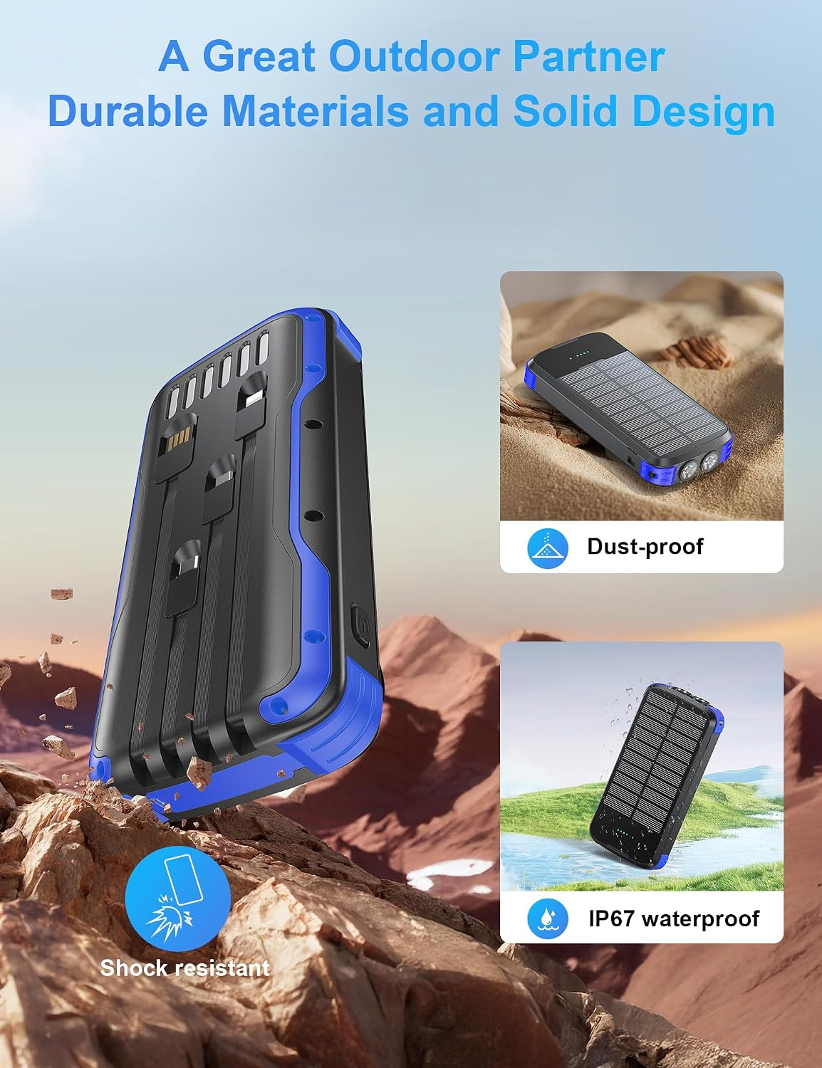 SOXONO Cargador Solar Power Bank, PD 20W Carga Rápida Batería Exter...