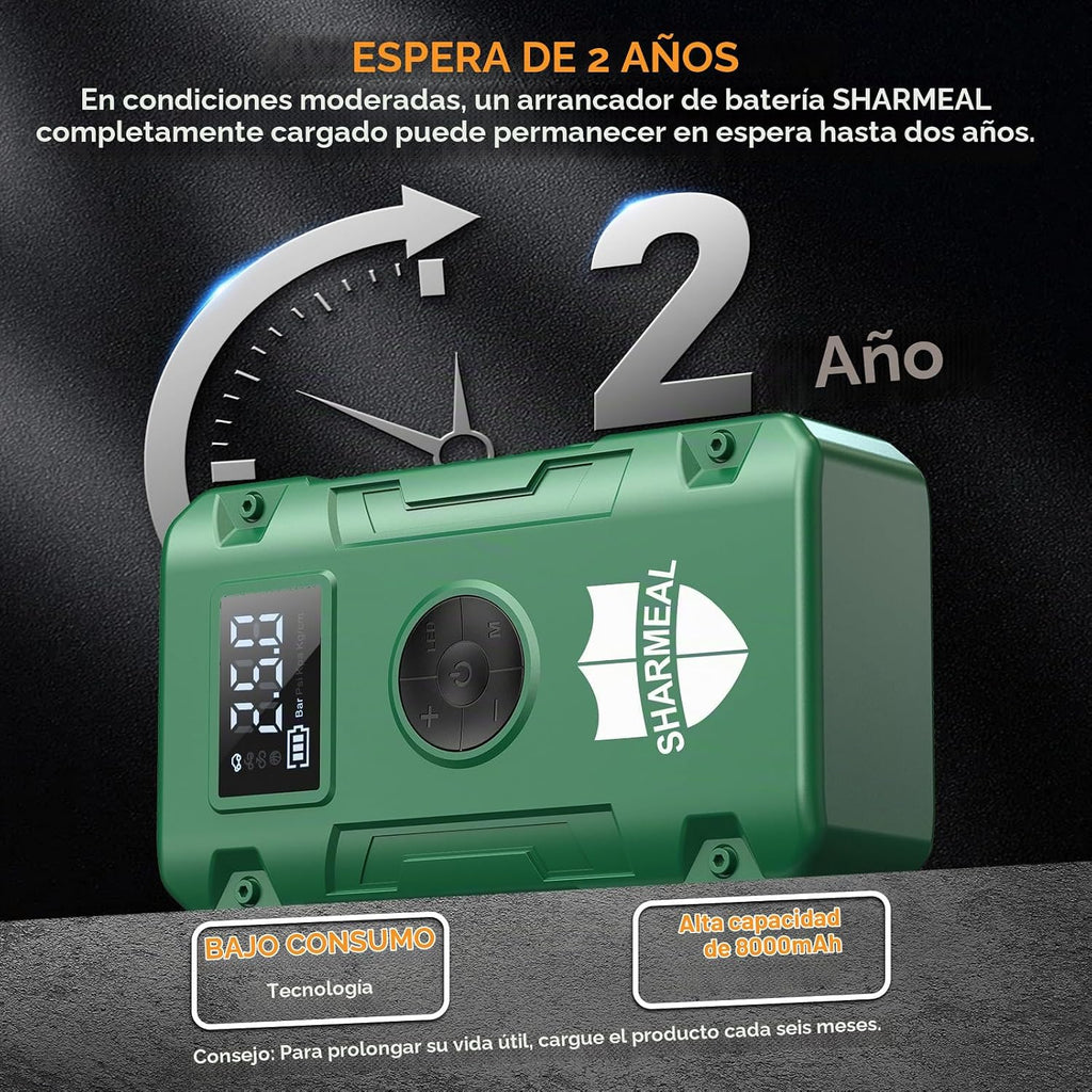 Sharmeal Arrancador de batería de coche de 7000 A, 12 V con compres...