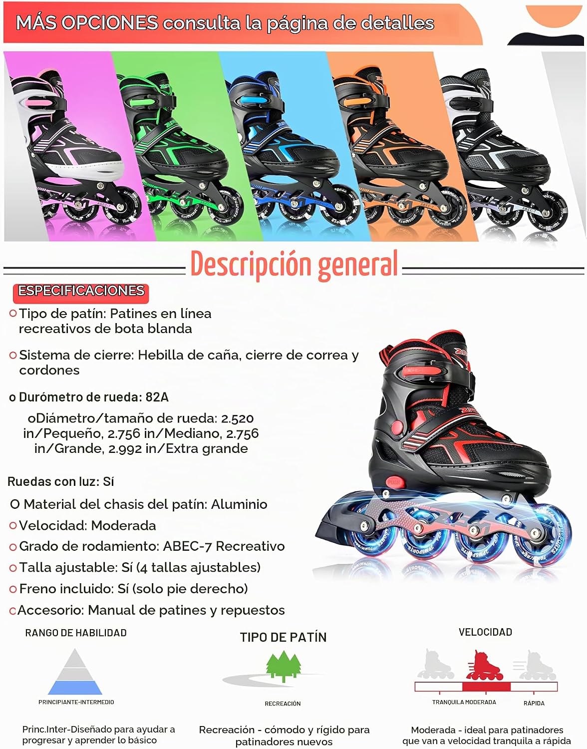 2PM SPORTS - Patines en línea ajustables Torinx verde para niños, p...