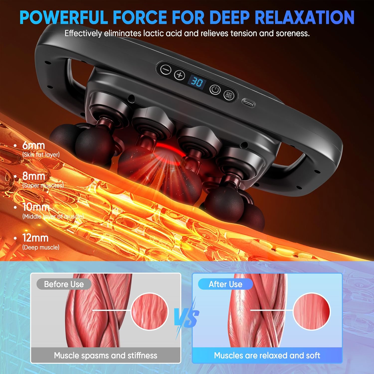Kocuno 20-Head Massage Gun Set, Deep Tissue Massager with 3 Modes &...
