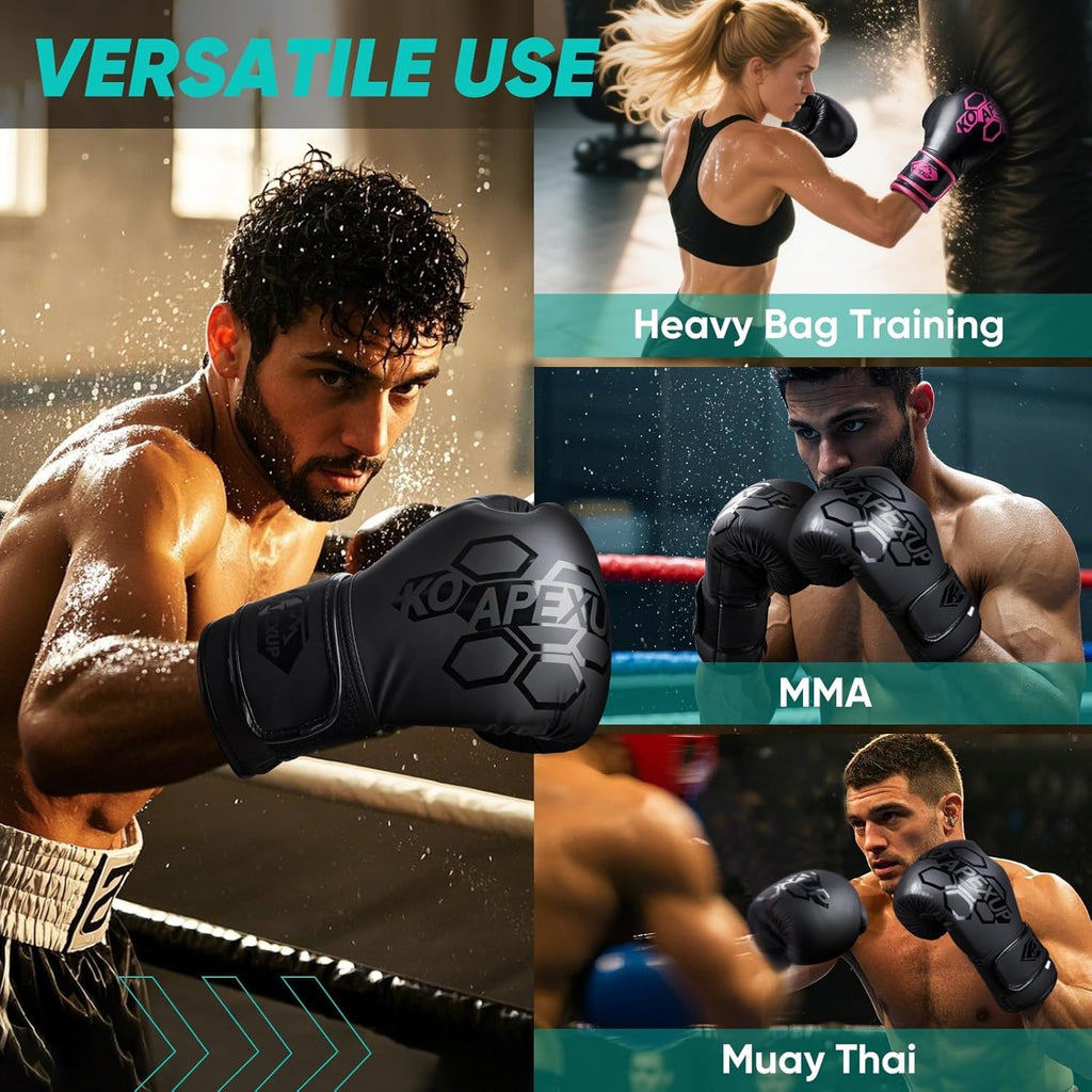 APEXUP Guantes de boxeo para hombres y mujeres, guantes de entrenam...
