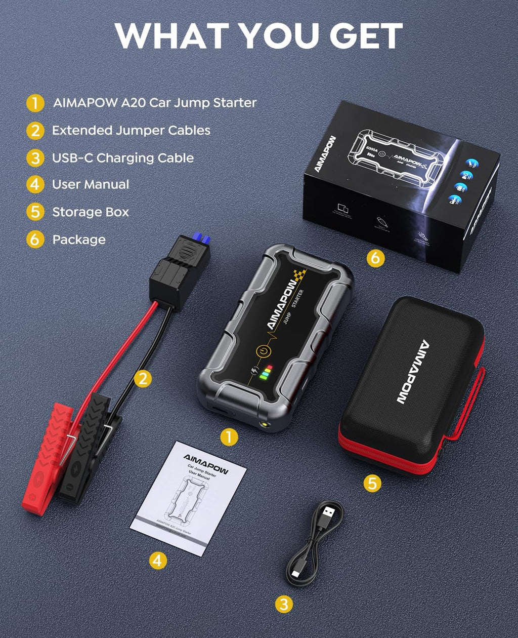 AIMAPOW - Arrancador portátil de batería de coche de 8000A, caja de...