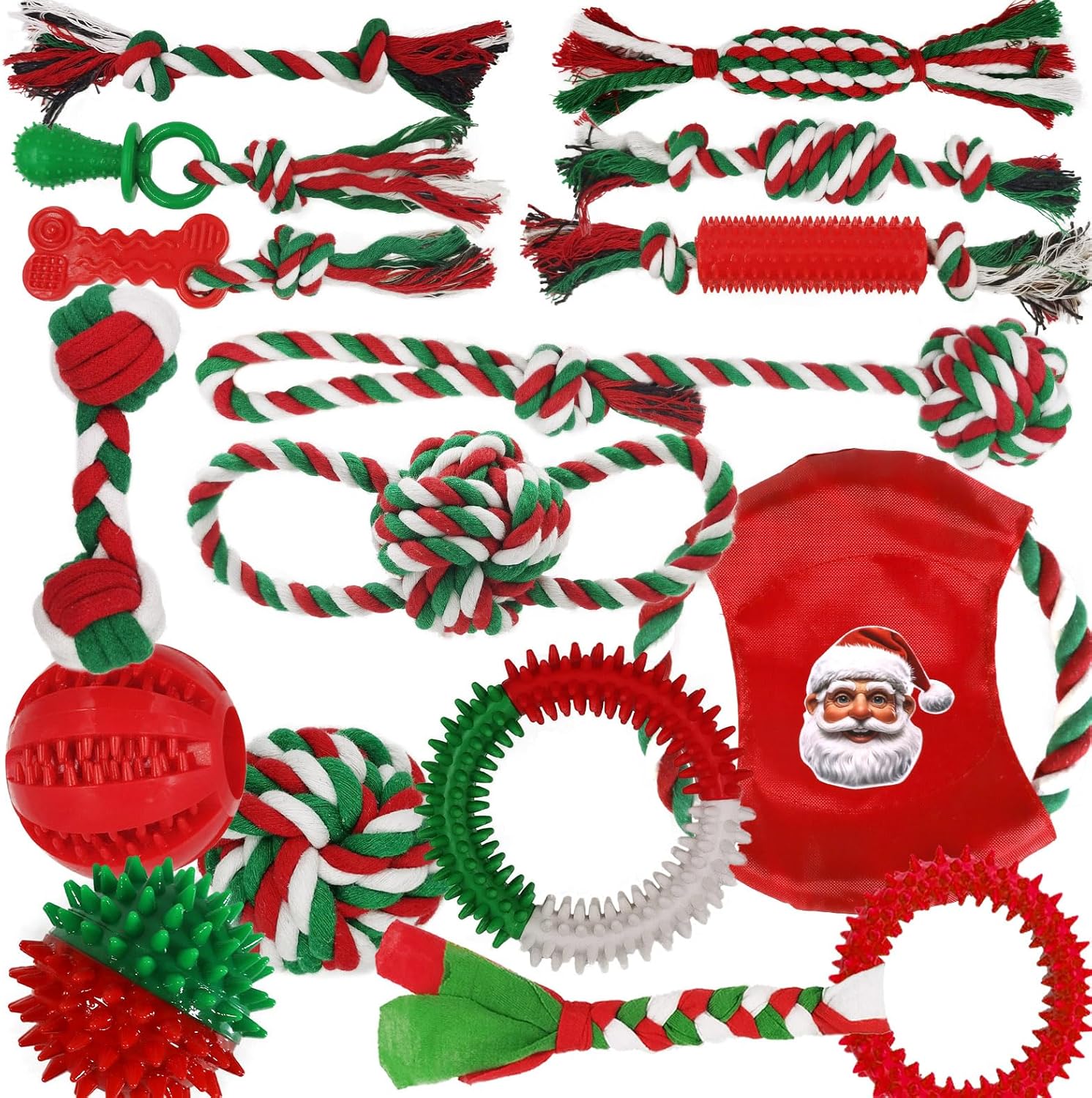 Mnubsrva Juego de Juguetes Navideños para Perros, Paquete de 15 par...