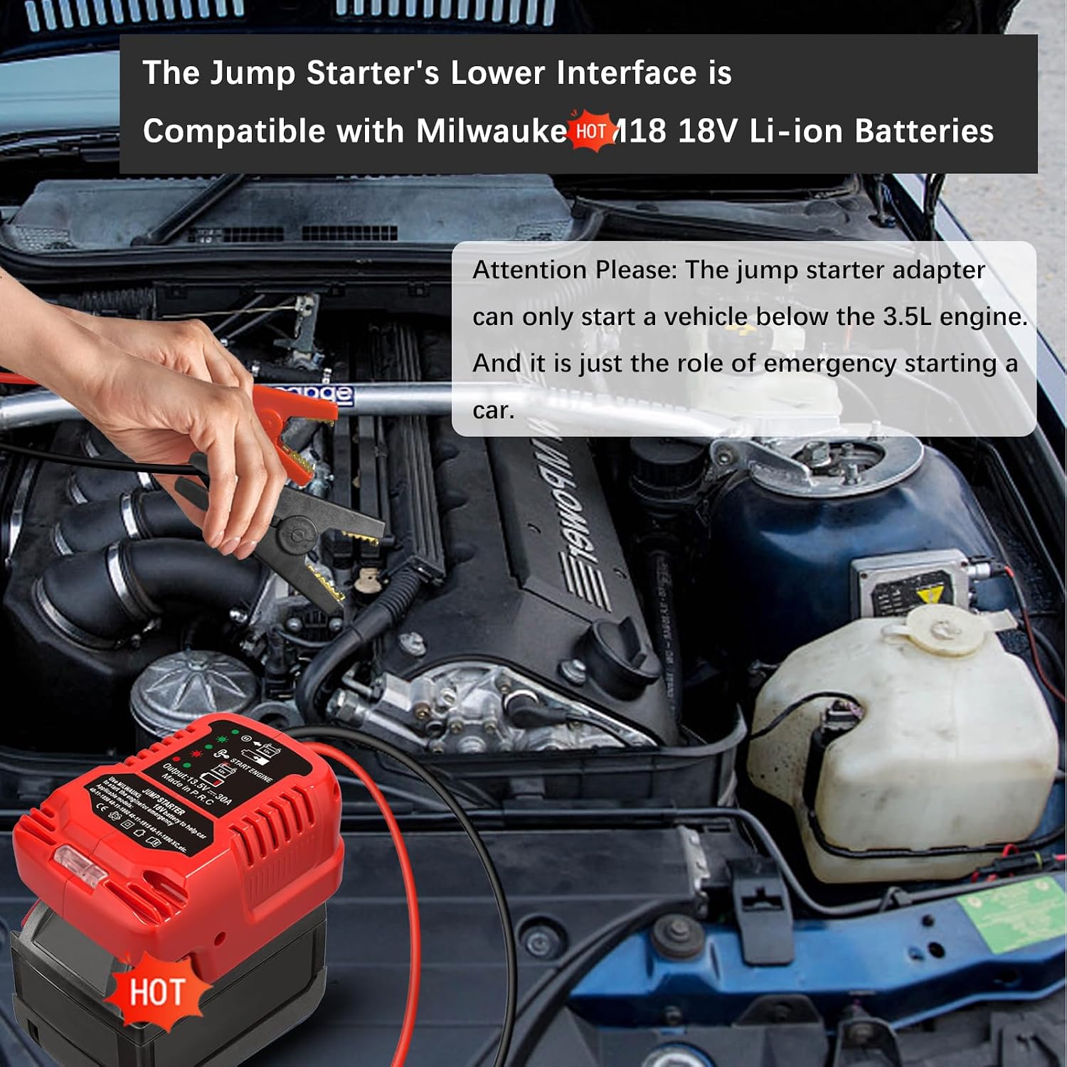Adaptador de arranque para batería Milwaukee M-18 de 18 V | Cables...