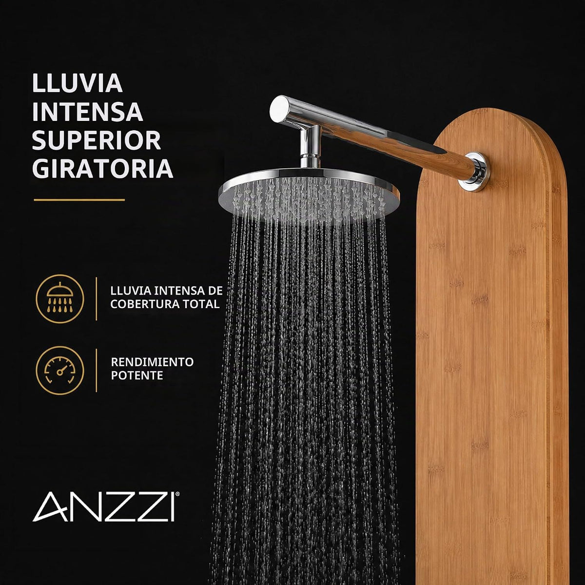 ANZZI 52" panel de ducha, serie de la grúa, panel de ducha de c...