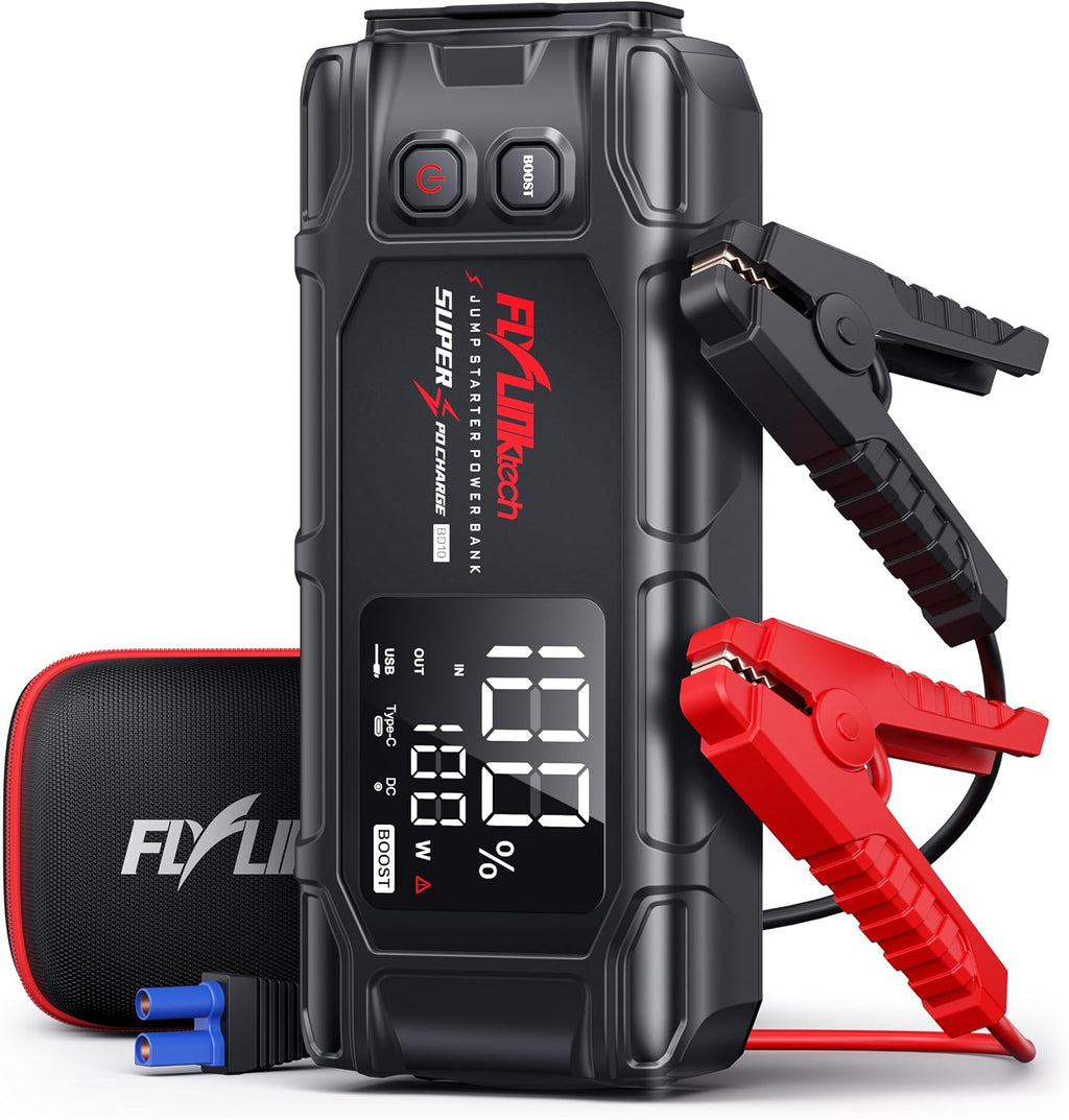 FLYLINKTECH Arrancador de batería de automóvil, 6000 A pico 26800 m...