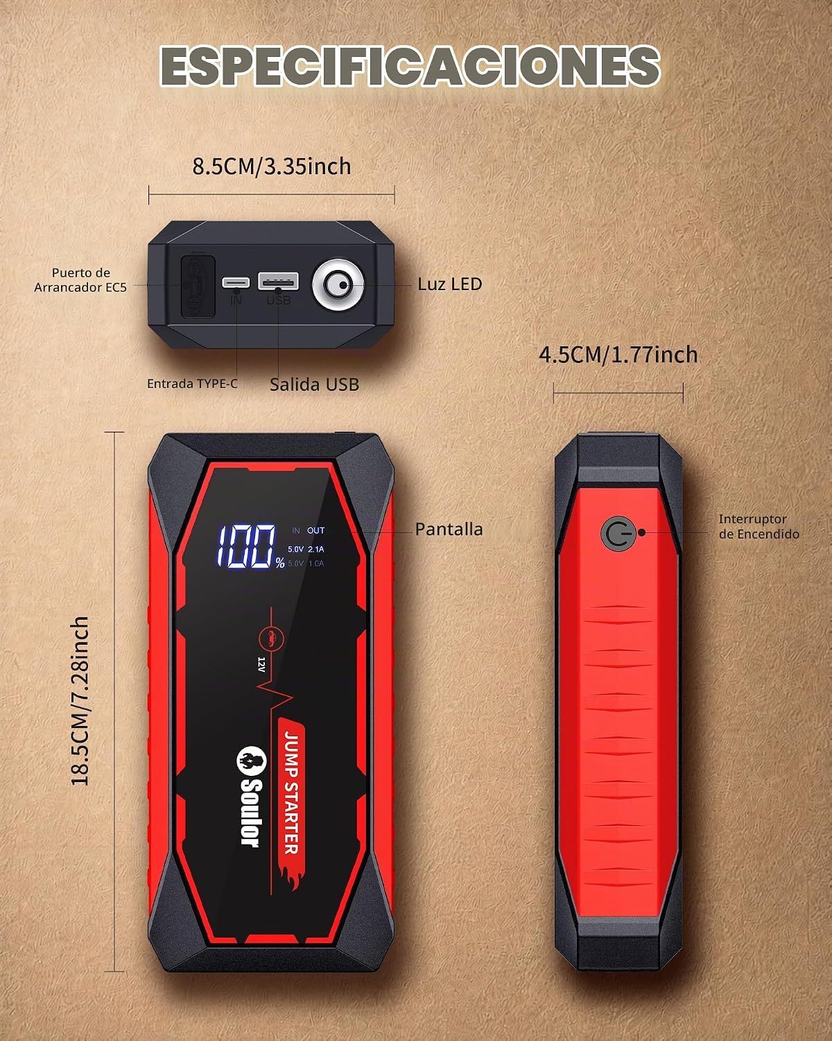 Soulor Jump Starter 7000A Paquete de baterías de arranque de coche...