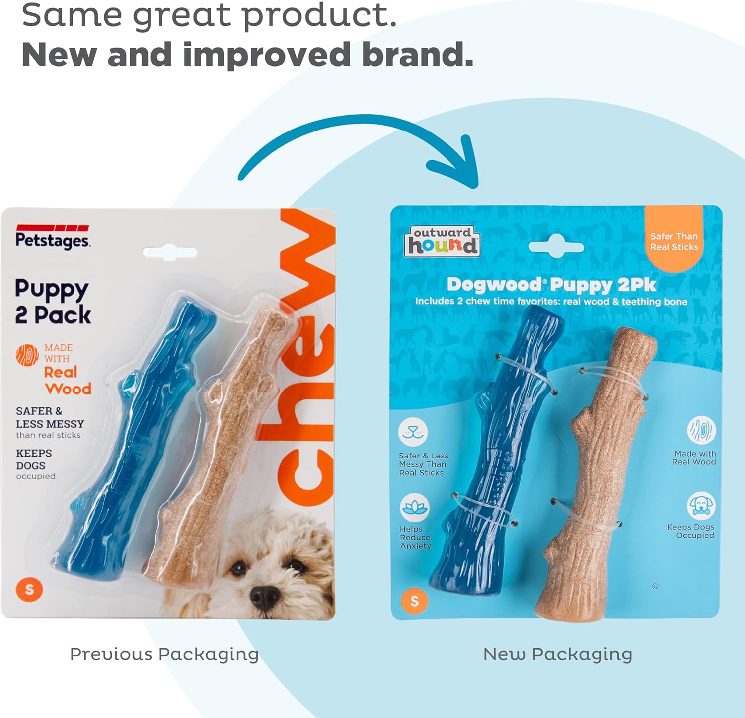 Outward Hound Dogwood Puppy - Juguetes masticables duraderos para p...