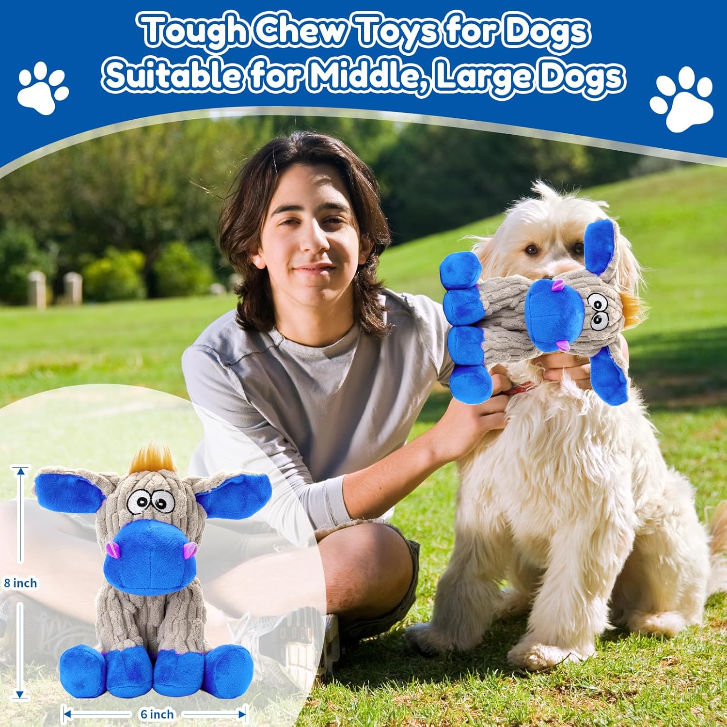 loncoldy Juguetes chirriantes para perros, juguetes de peluche mast...