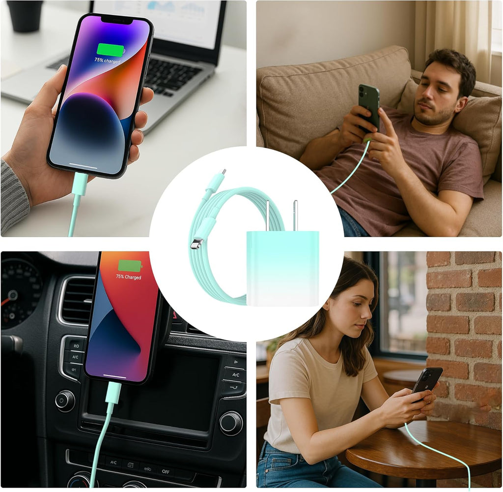 GREPHONE Cargador para iPhone de carga rápida, Cargador de pared US...