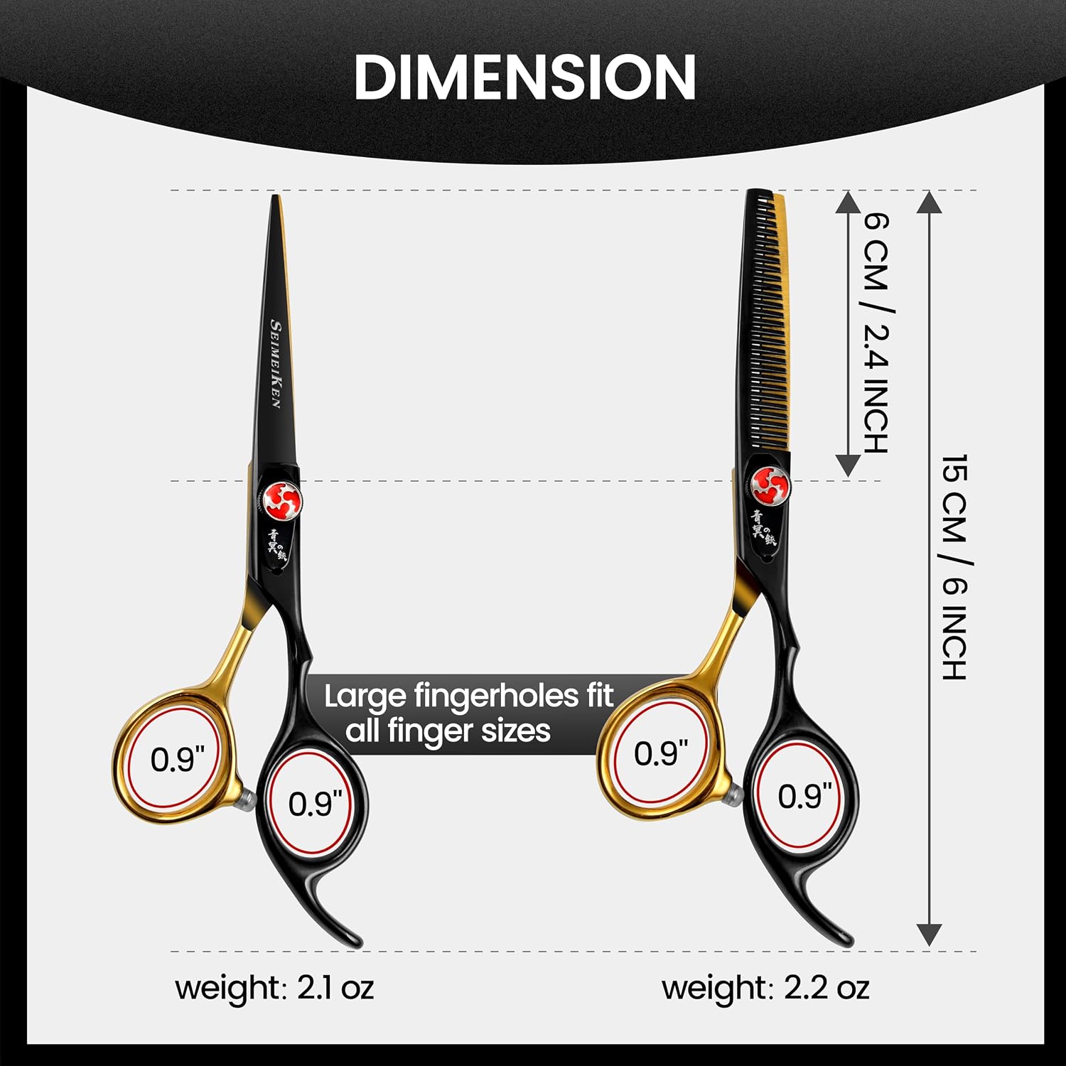 Kit de tijeras de corte de cabello, tijeras profesionales de 6.0 pu...