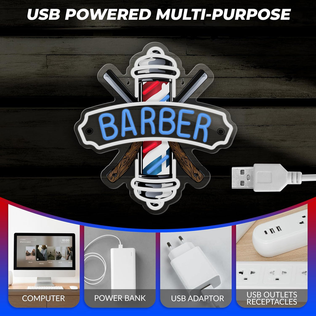 Letrero de neón de barbería para decoración de barberías y salones...