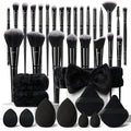 HGHDBT Juego de brochas de maquillaje negro de 36 piezas Kit de maq...