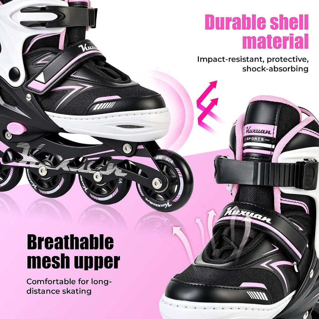 Kuxuan - Patines en línea ajustables iluminadores para niños de 5 a...