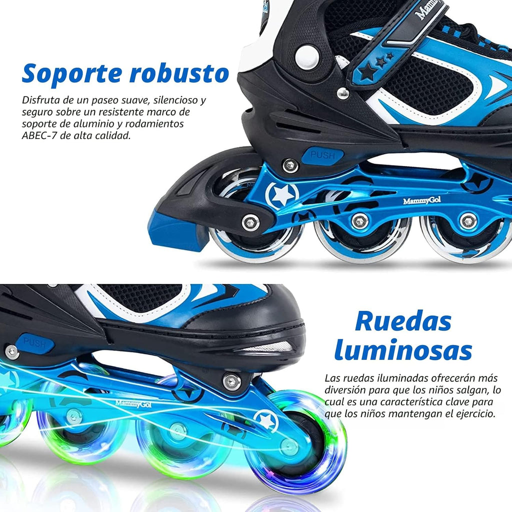 MammyGol Patines en línea ajustables para niños y niñas, patines co...