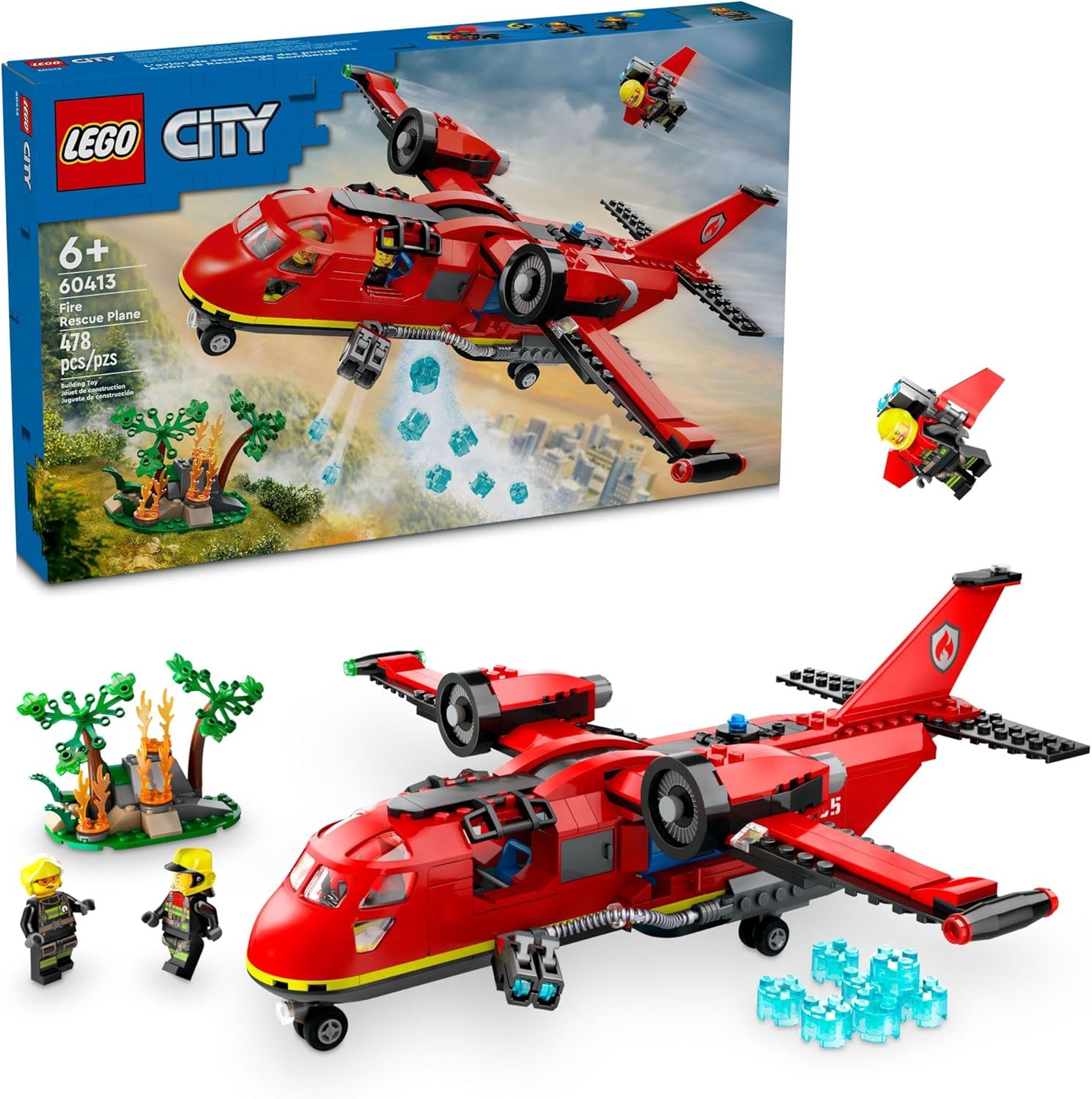 LEGO City Avión de Rescate de Bomberos - Juego de Bloques de Constr...