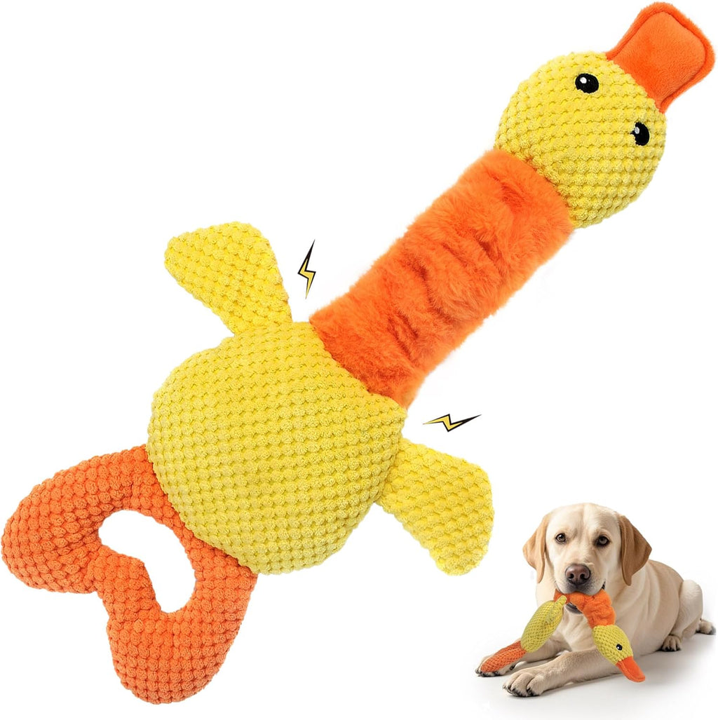 TwoEar Juguete de pato para perros con papel arrugado, juguete inte...