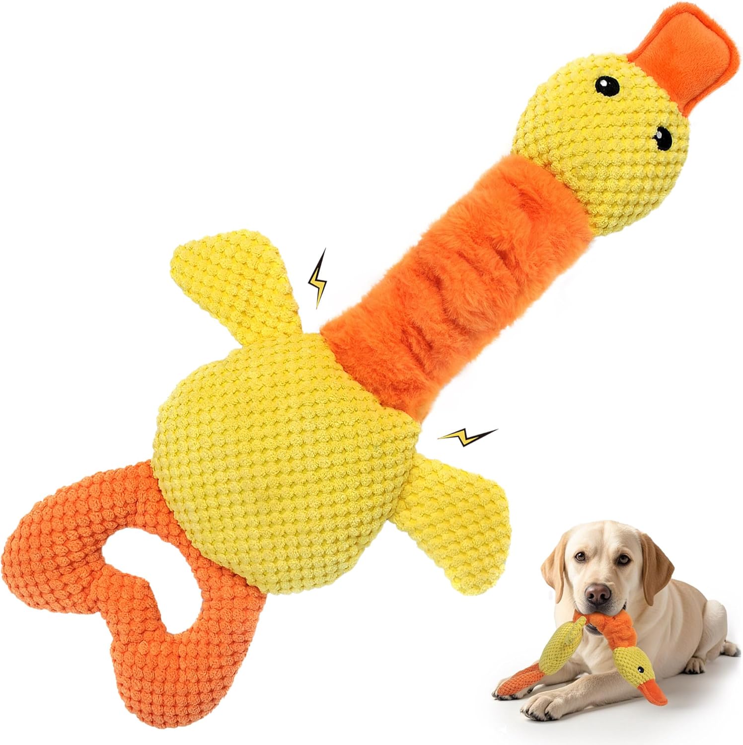 TwoEar Juguete de pato para perros con papel arrugado, juguete inte...
