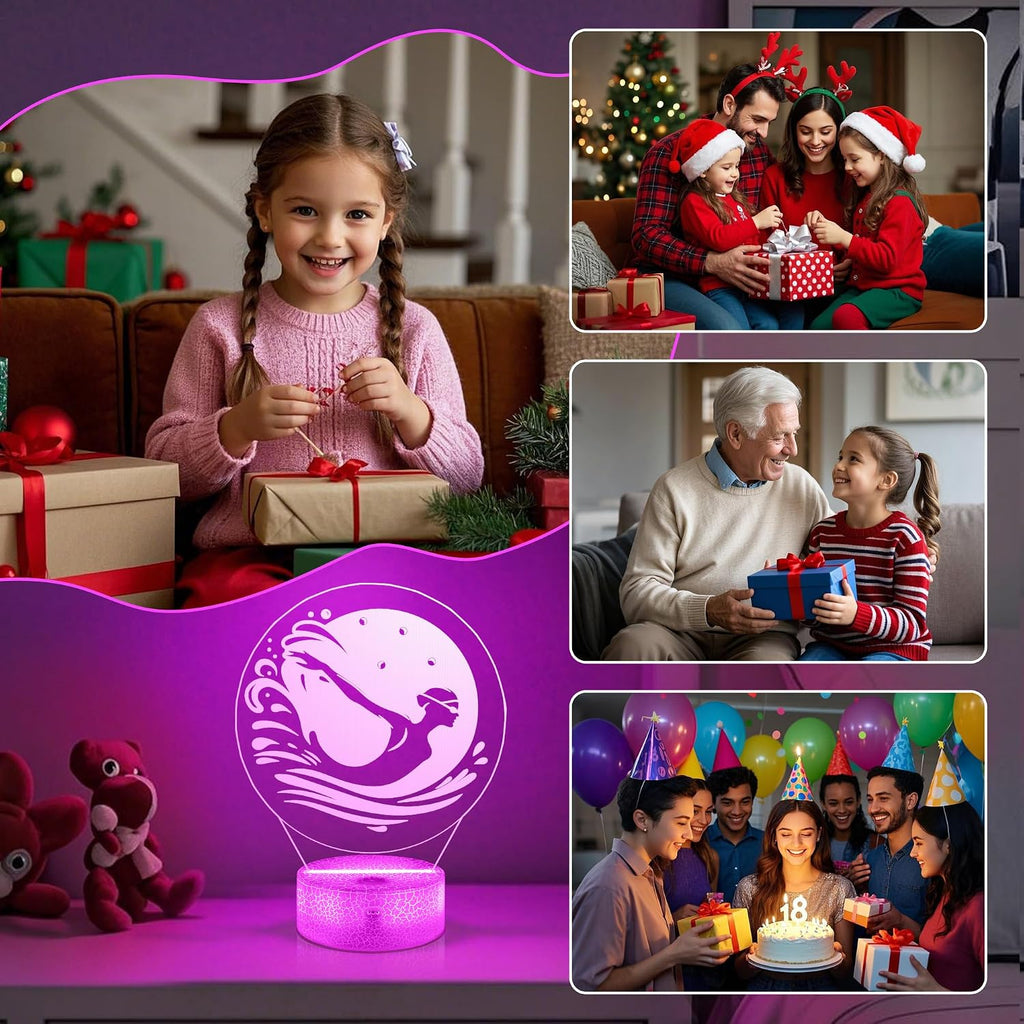 OkiyiD Regalos de natación para niñas y mujeres, lámpara de noche d...