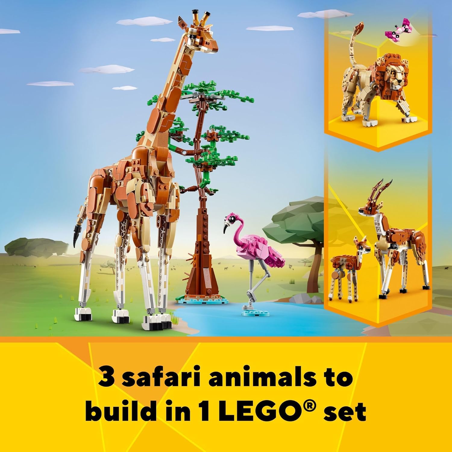 LEGO Creator 31150 - Animales de safari salvajes 3 en 1, se reconst...