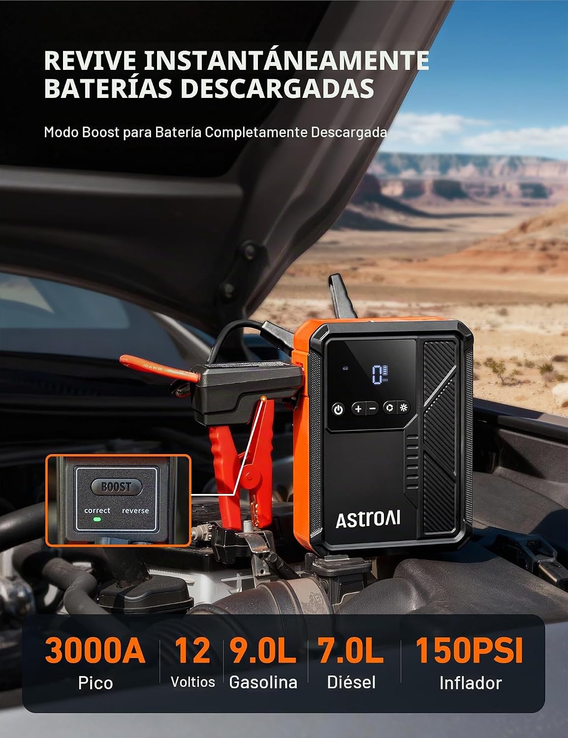 AstroAI Beta822 Arrancador de 3000 A con compresor de aire, inflado...