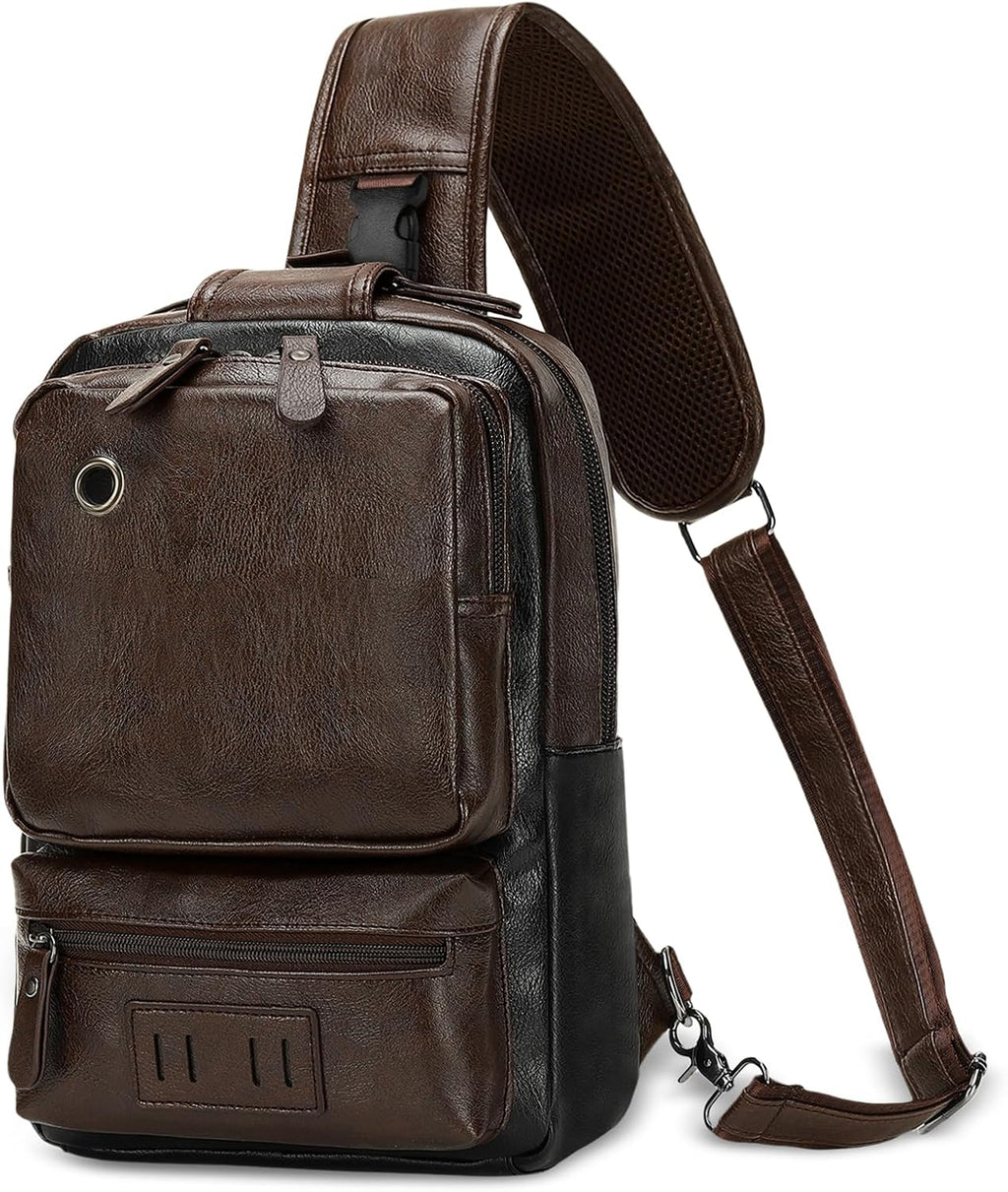 SUIKIHUM Mochila de Cuero PU Vintage para Hombre, Bolso Bandolera,...