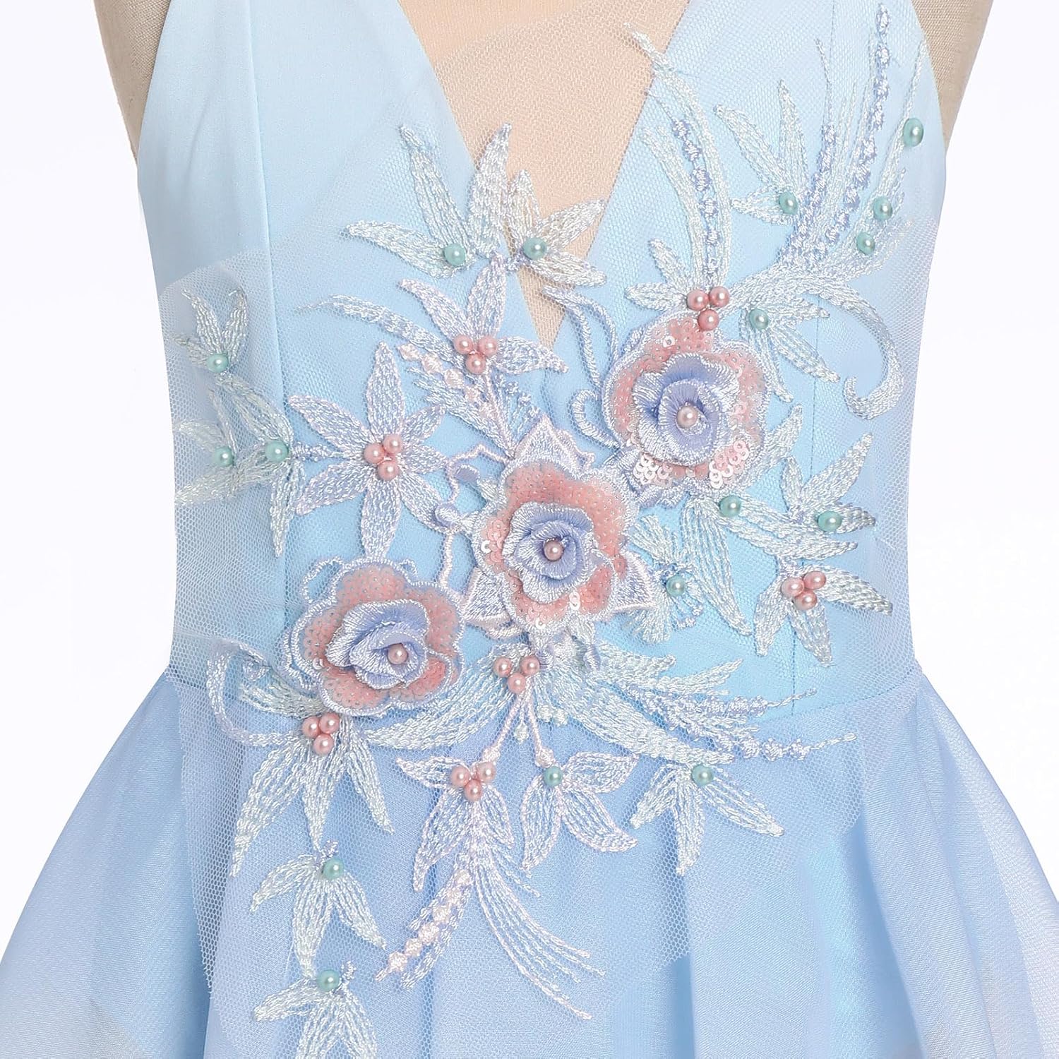 Vestido de patinaje artístico sobre hielo para niñas, lentejuelas b...