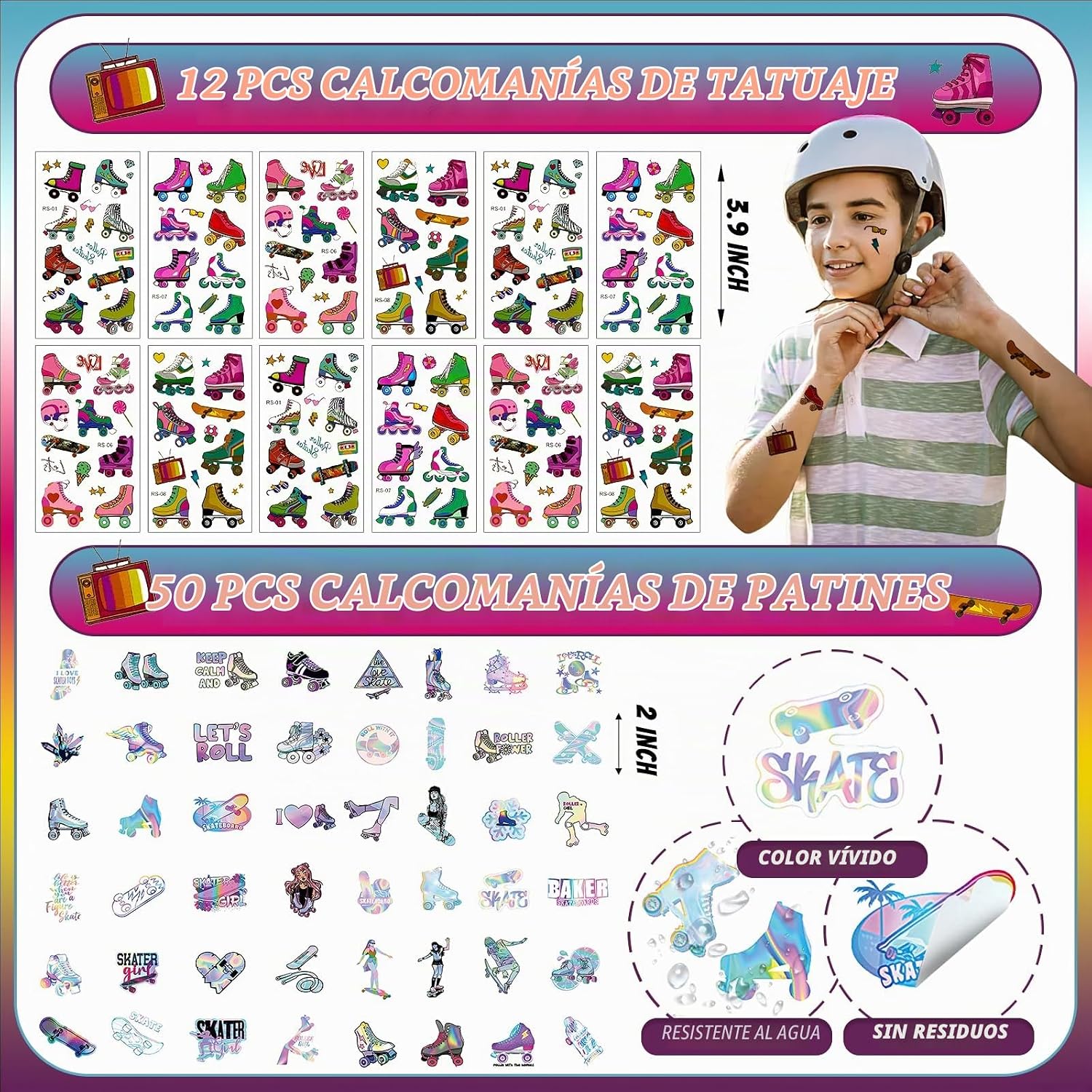 Joyvorite Juego de 134 Piezas de Artículos de Fiesta de Patinaje so...